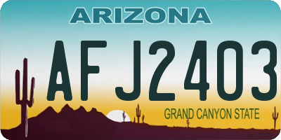 AZ license plate AFJ2403