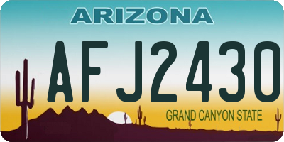 AZ license plate AFJ2430