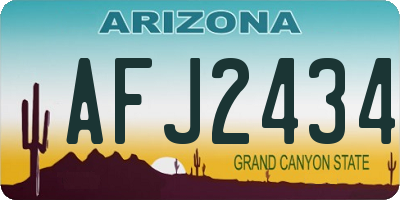 AZ license plate AFJ2434