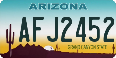 AZ license plate AFJ2452