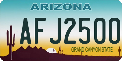 AZ license plate AFJ2500