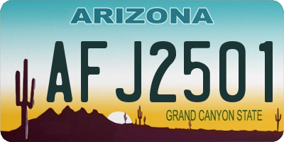 AZ license plate AFJ2501