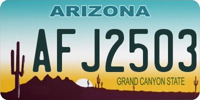 AZ license plate AFJ2503