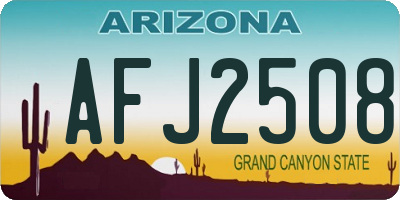 AZ license plate AFJ2508