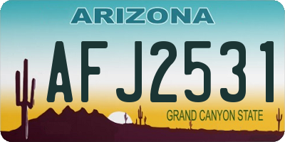AZ license plate AFJ2531