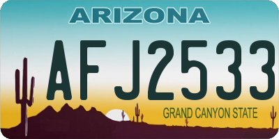 AZ license plate AFJ2533