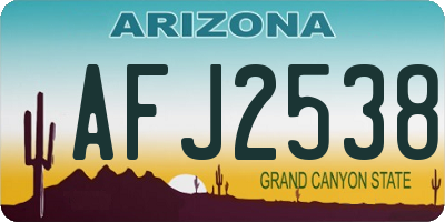 AZ license plate AFJ2538