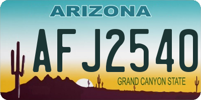 AZ license plate AFJ2540