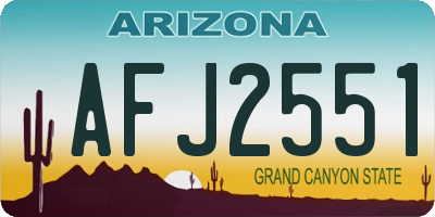 AZ license plate AFJ2551