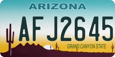 AZ license plate AFJ2645