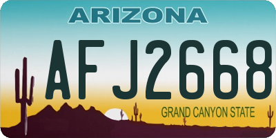 AZ license plate AFJ2668