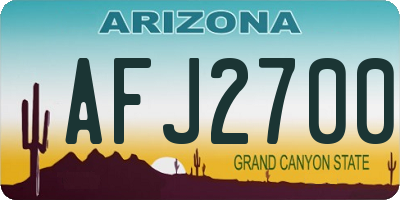 AZ license plate AFJ2700