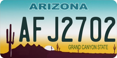 AZ license plate AFJ2702