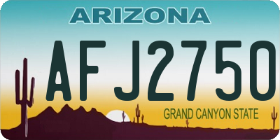 AZ license plate AFJ2750