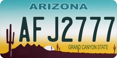 AZ license plate AFJ2777