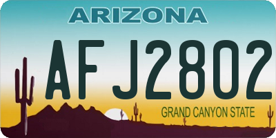 AZ license plate AFJ2802