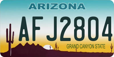AZ license plate AFJ2804