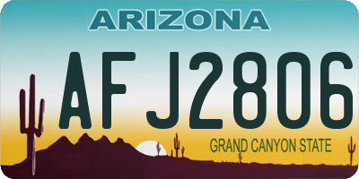 AZ license plate AFJ2806