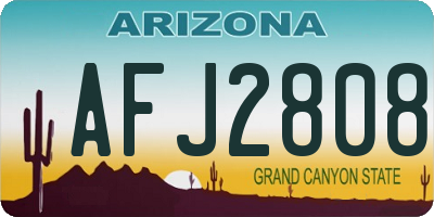 AZ license plate AFJ2808