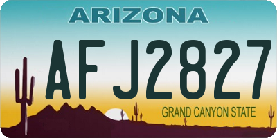 AZ license plate AFJ2827