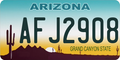 AZ license plate AFJ2908