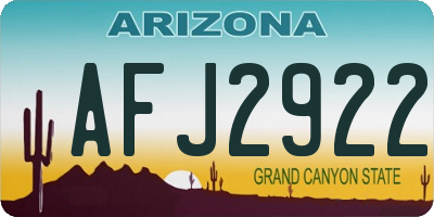 AZ license plate AFJ2922