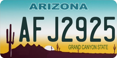 AZ license plate AFJ2925