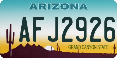AZ license plate AFJ2926