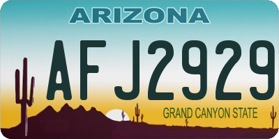 AZ license plate AFJ2929