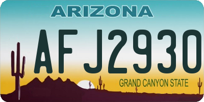 AZ license plate AFJ2930
