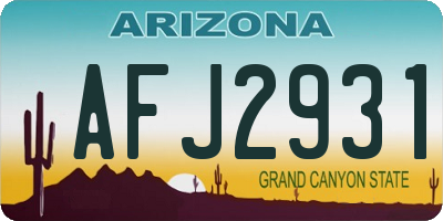 AZ license plate AFJ2931
