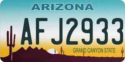AZ license plate AFJ2933