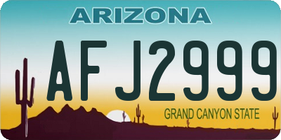 AZ license plate AFJ2999