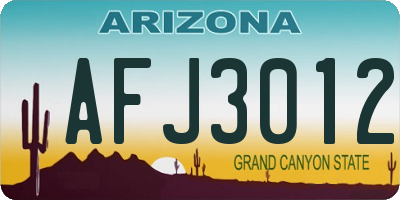 AZ license plate AFJ3012