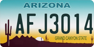 AZ license plate AFJ3014