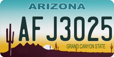 AZ license plate AFJ3025