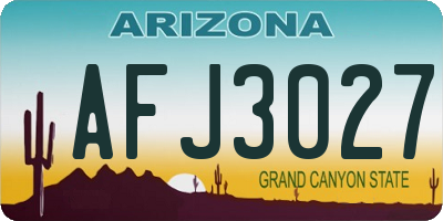 AZ license plate AFJ3027