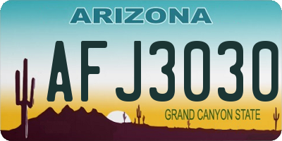 AZ license plate AFJ3030