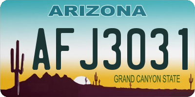 AZ license plate AFJ3031