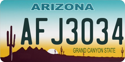 AZ license plate AFJ3034