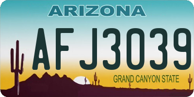 AZ license plate AFJ3039