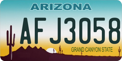 AZ license plate AFJ3058