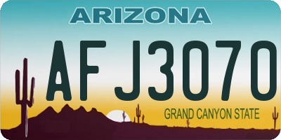AZ license plate AFJ3070