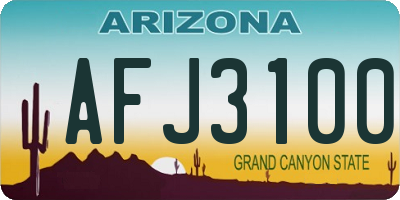 AZ license plate AFJ3100
