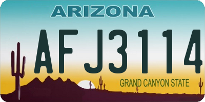 AZ license plate AFJ3114