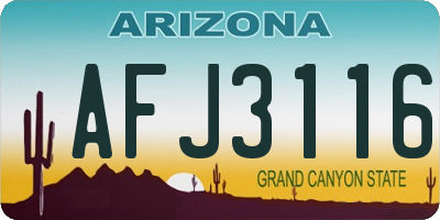 AZ license plate AFJ3116
