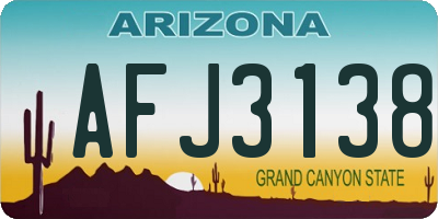 AZ license plate AFJ3138