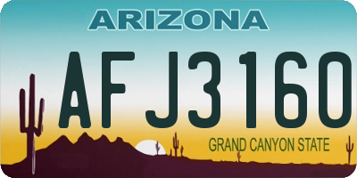 AZ license plate AFJ3160