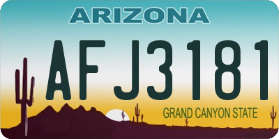 AZ license plate AFJ3181