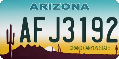 AZ license plate AFJ3192